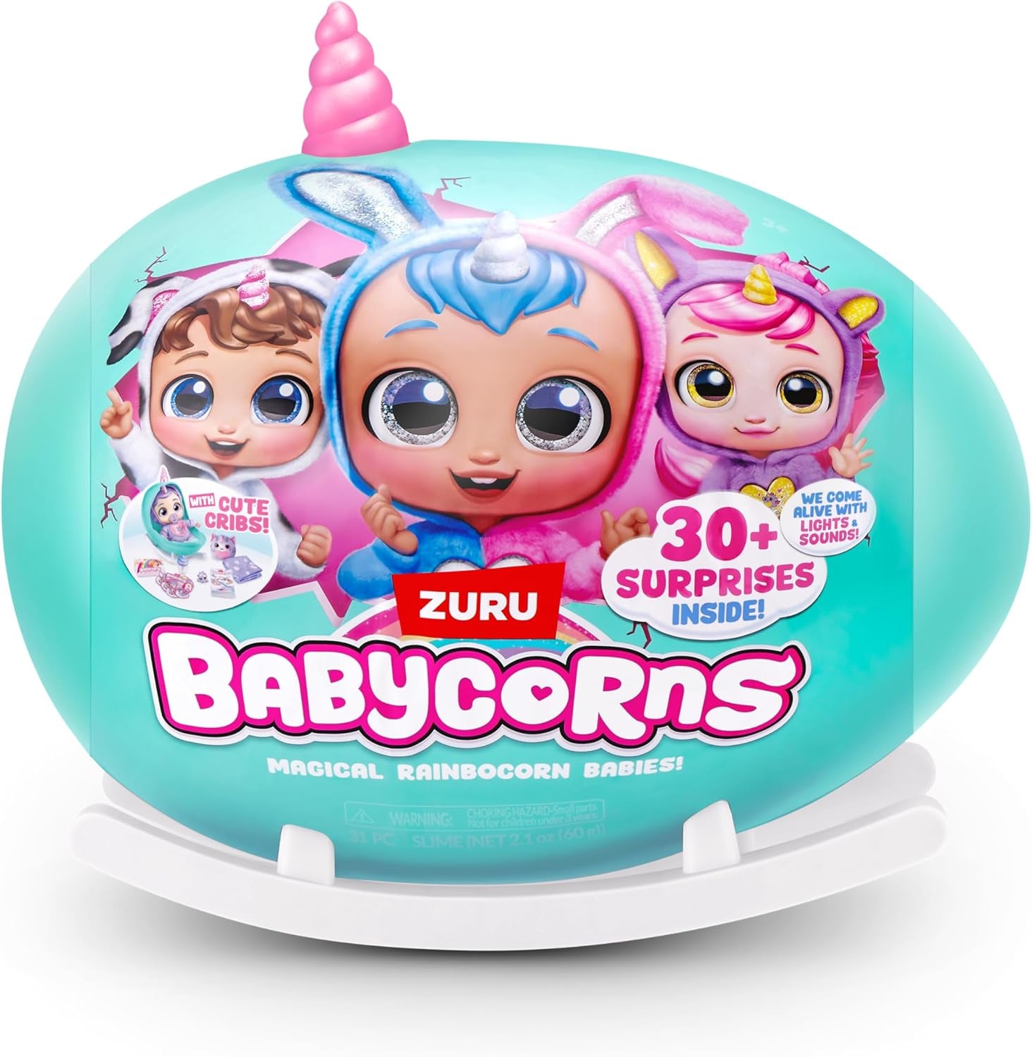 Babycorns Seria 1 de ZURU Păpușă Magică Pisică (Mac) cu Accesorii, Jucărie Surpriză Despachetare pentru Copii, Fete