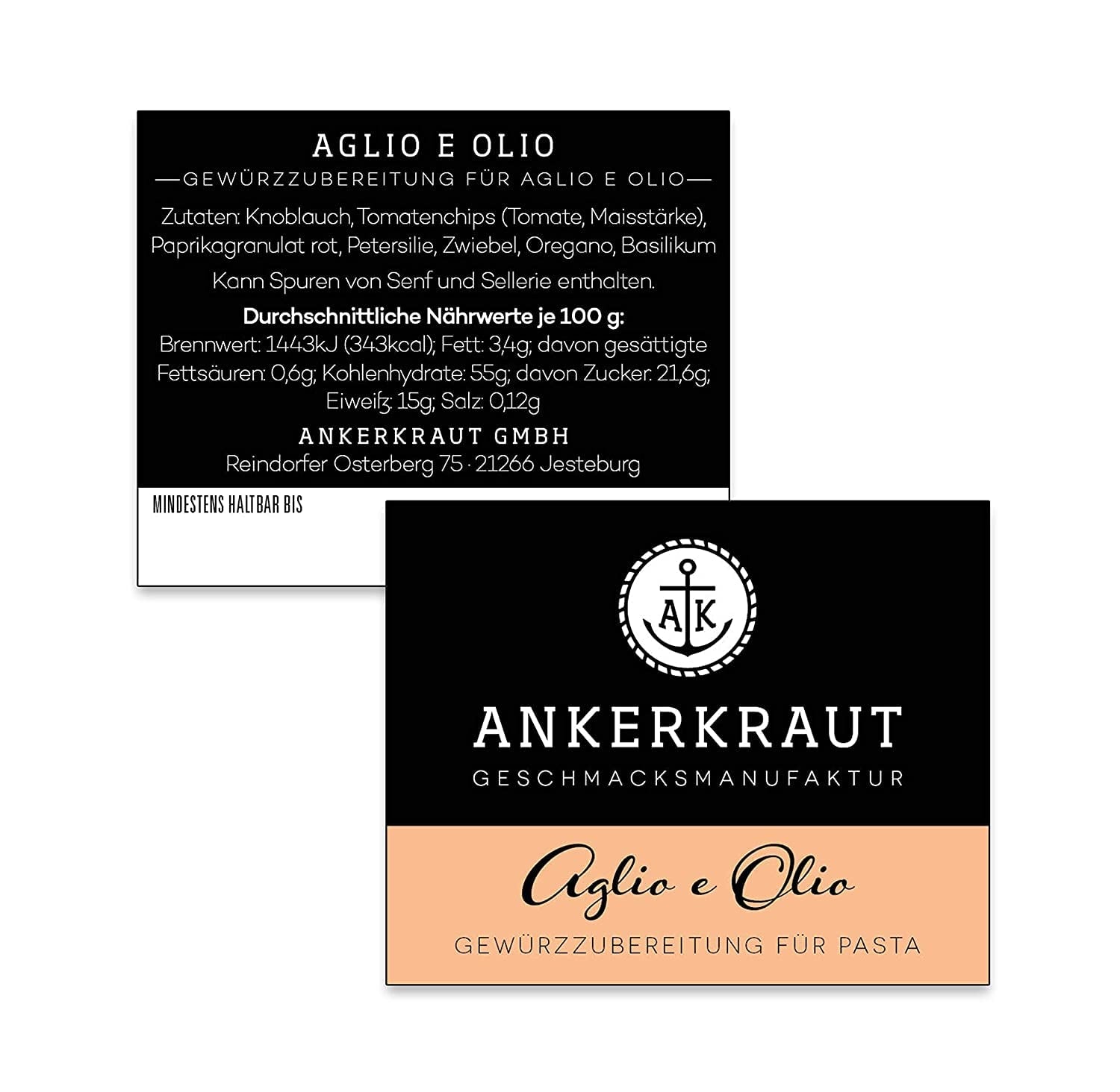 Ankerkraut Aglio e Olio, Italian Gewürzmischung for Pasta and Classic Spaghetti-Noodles, 120g in an aromatic bag