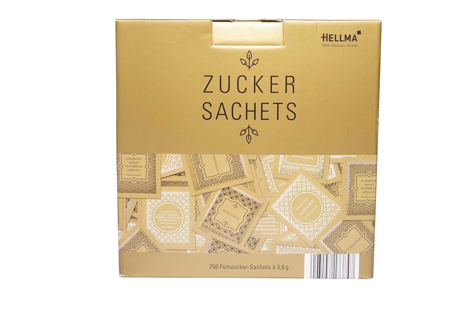 Hellma Zucker-Sachets Goldline 750 Stk. Je 3.6 G – 3.6 Kg Vorrats-Box - Zuckertütchen Einzeln, Für Kaffee Oder Tee Sweeteners Naty Shop