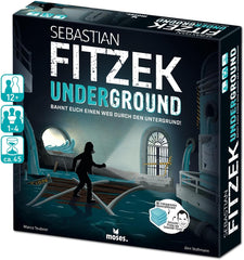 Moses. Sebastian Fitzek Underground, an innovative 3D thriller game for fans of escape games, a cooperative board game by Marco Teubner with different difficulty levels, for ages 12 and up.