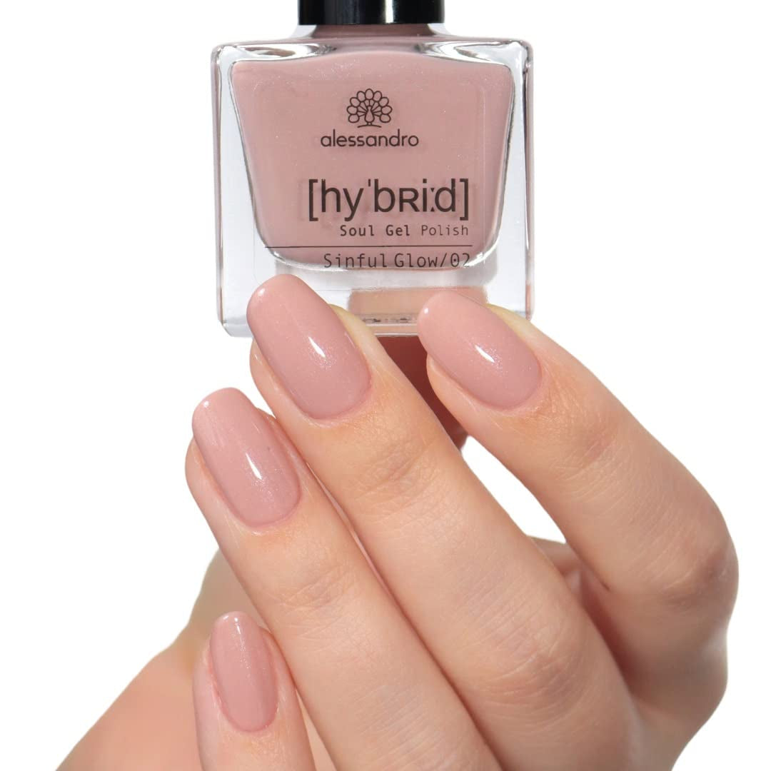 Alessandro Sinful Glow HYBRID nail polish - Nude shade - Perfect nails in just 3 steps, without LED - lasts up to 10 days! 8 ml