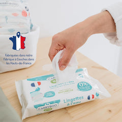 Baby wet wipes with water - fragrance and allergen free - 9 pieces - normal and sensitive skin - cleans and soothes - 100% natural fibers - made in France - 522 wipes