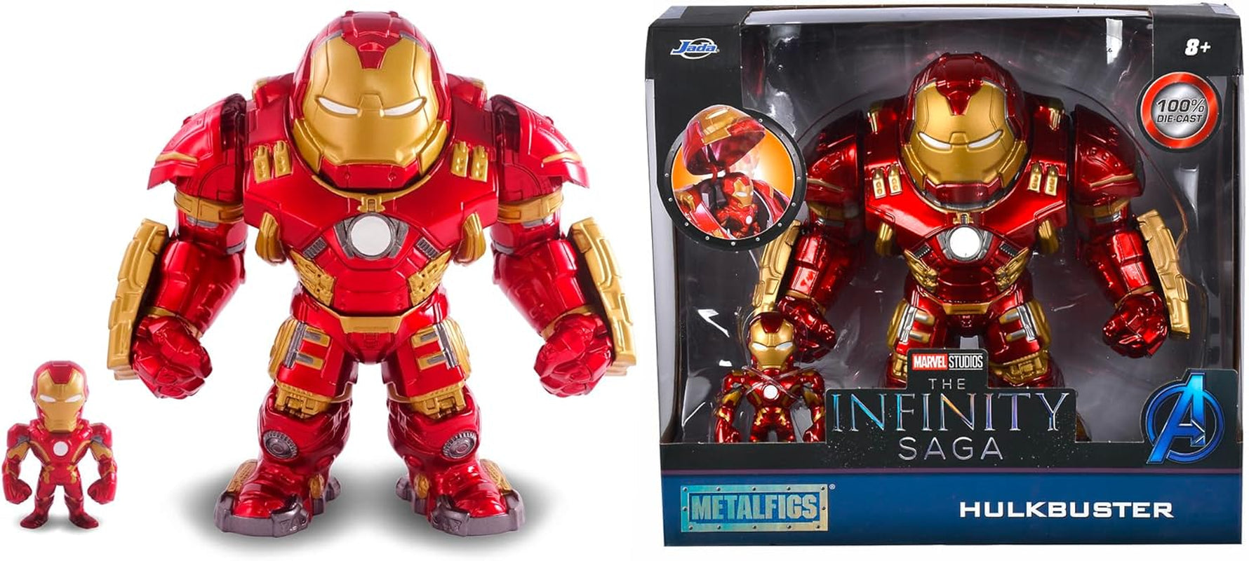 Jada Toys Marvel Figure Hulkbuster & Ironman, Open and Closed Helmet, Collectible Figures, Set, Die-Cast, Red, Size: 6 inch Hulkbuster & 2 inch Ironman Action figures Naty Shop