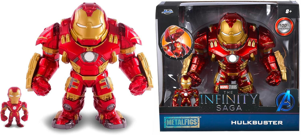 Jada Toys Marvel Figure Hulkbuster & Ironman, Open and Closed Helmet, Collectible Figures, Set, Die-Cast, Red, Size: 6 inch Hulkbuster & 2 inch Ironman Action figures Naty Shop