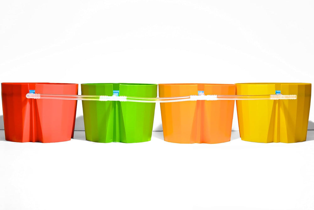 Hydro Farmer, 19-piece pot set Ø 18 cm (green), growing system including 4 pots, 4 watering rings, 4 lids, adapter set and 2 m hose, hydroponics, aeroponics