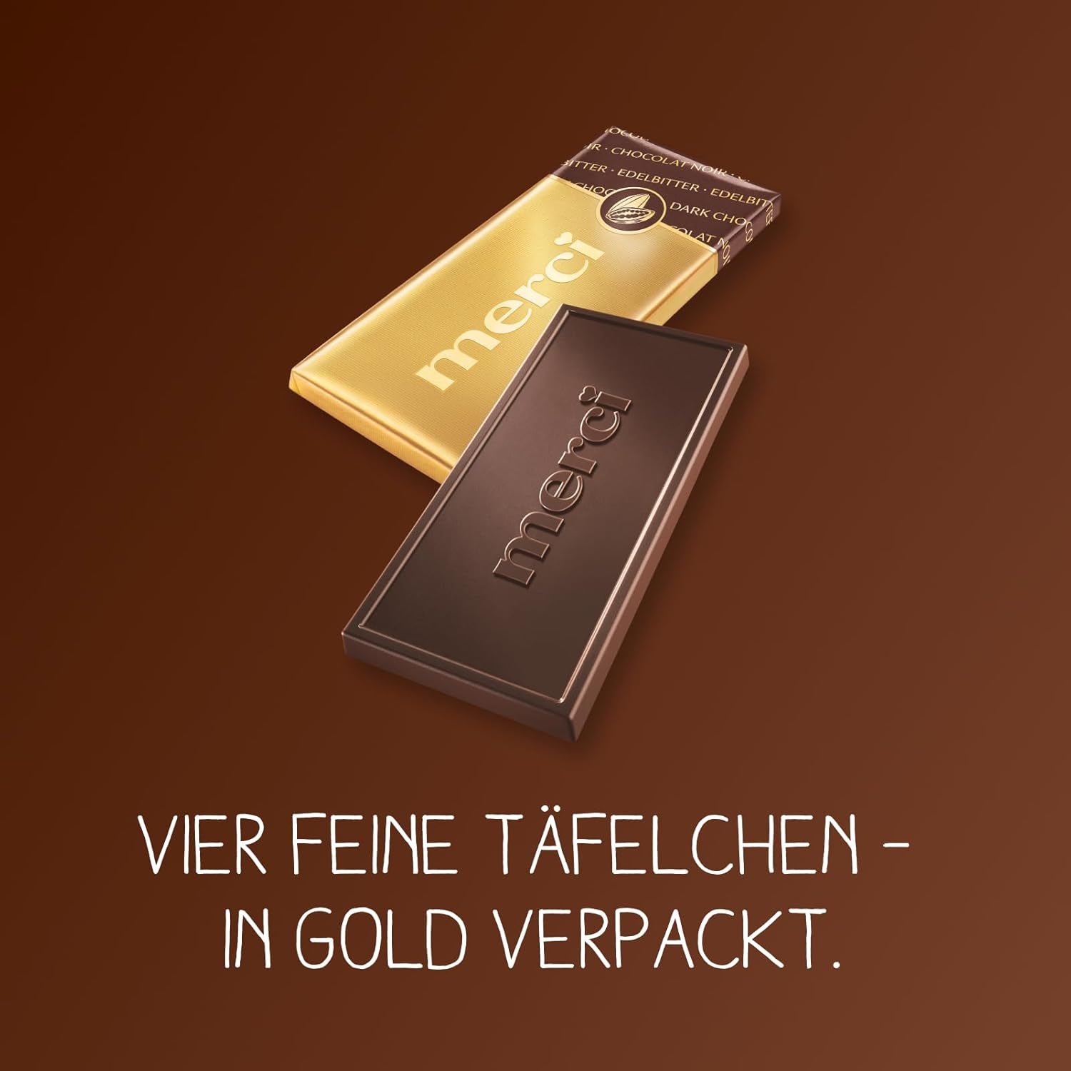 Dark chocolate bars 72% – 5 x 100 g – The finest dark chocolate squares – Chocolate wrapped in gold foil