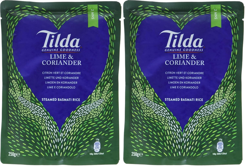 TILDA Steamed Basmati Rice with Lime and Coriander for Microwave, 250g
