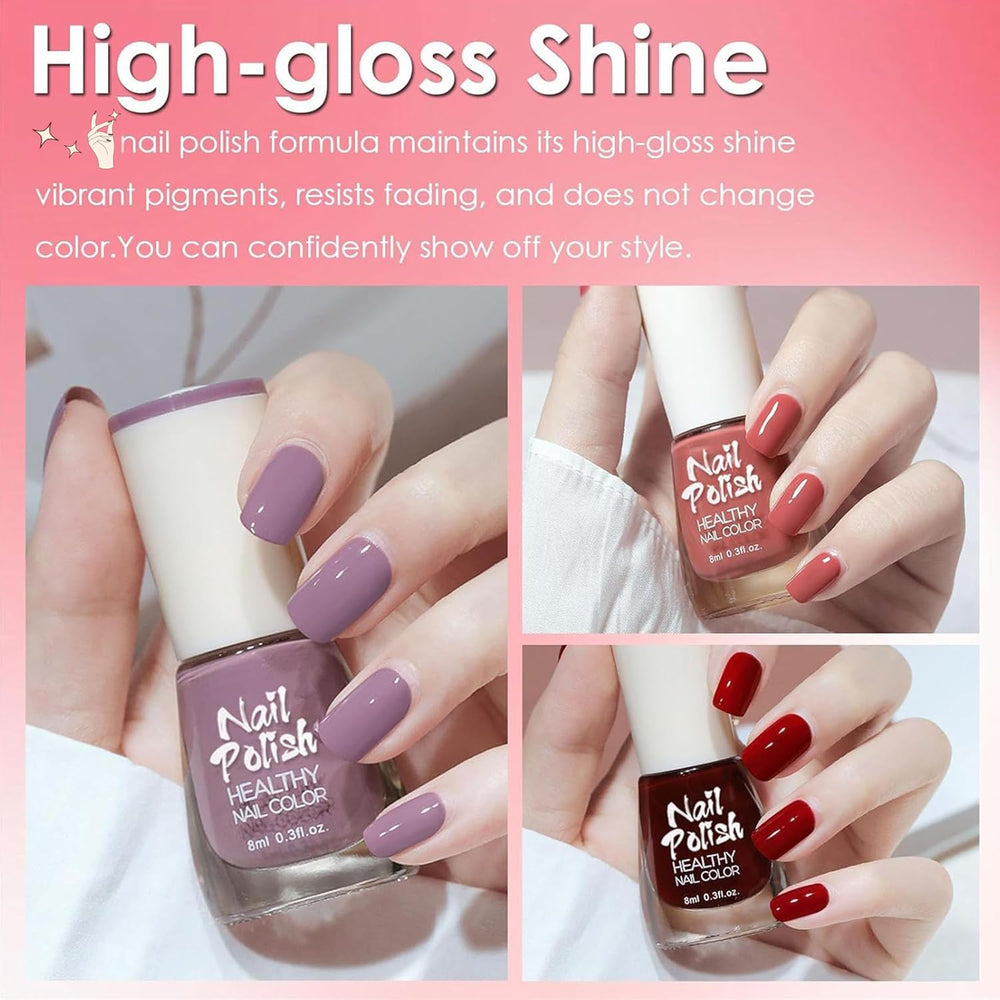 6 Piece Nail Polish Set - Quick Dry Long Lasting Bright Red Nail Polish - Non-Toxic Water Based Nail Polish for DIY Salons Manicure Gift (Colored A)