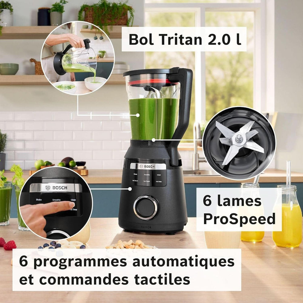 Vitapower Standmixer, Series 6, 1,800 W, 6 Programs, Prospeed Klingen, Tritan™-Krug, Schwarz, MMB6652B Kitchen Naty Shop