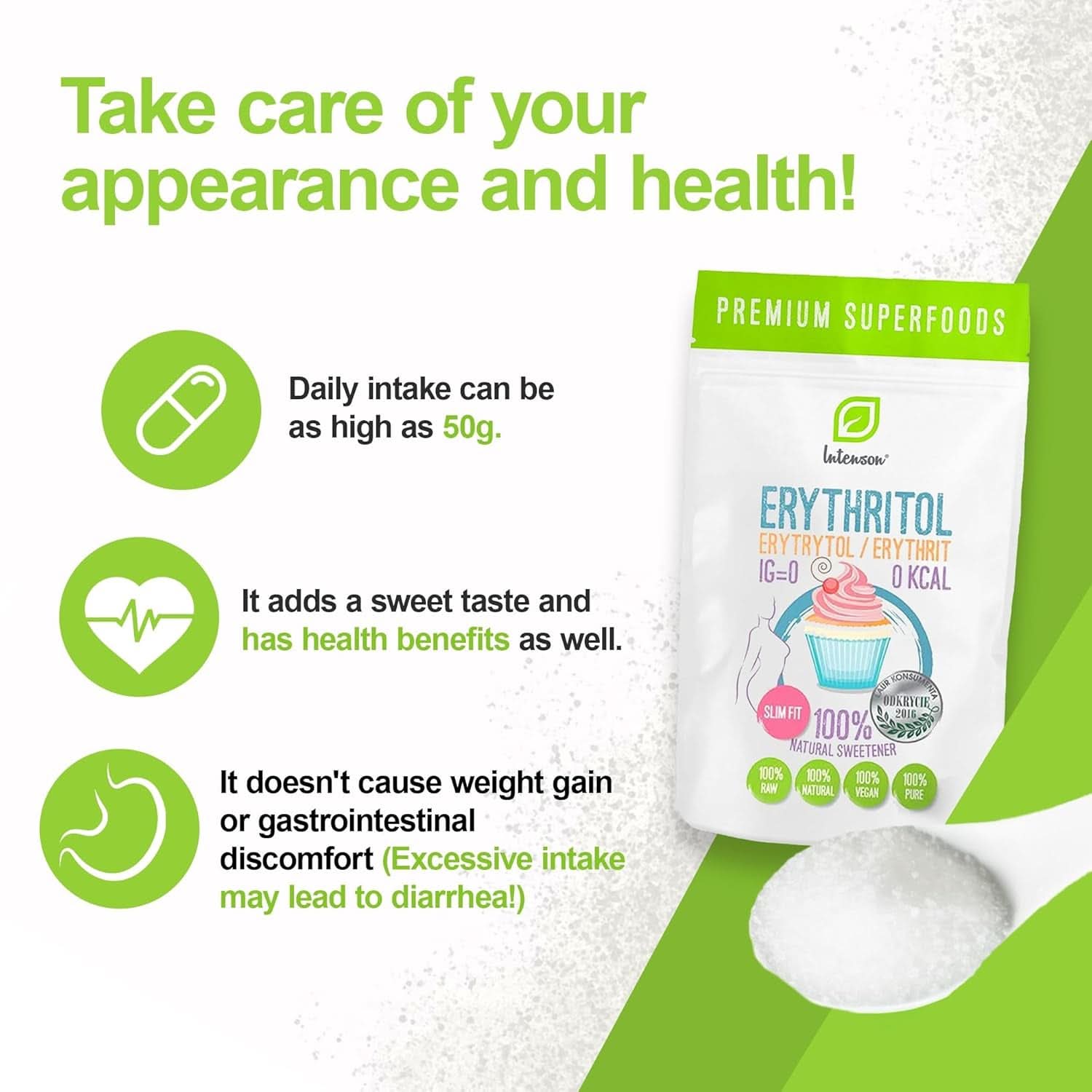 Erythritol - Natural sugar alternative, 2 Kg Sweeteners Naty Shop