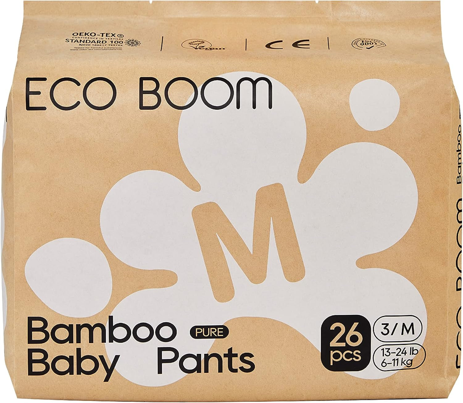 ECO BOOM Bamboo Baby Diapers - Size 6 (20kg), Plant-Based Pull-Up Diapers (17pcs) - Premium Organic, Fragrance Free, Skin Friendly, Super Absorbent
