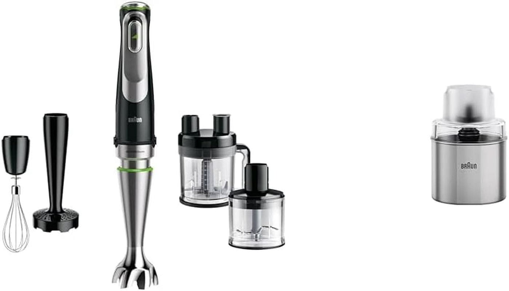 Braun Multiquick 9 MQ 9147X – 5-In-1 Stabmixer Mit Standmixer-Aufsatz, Zerkleinerer, Kartoffel- & Gemüsestampfer & Schneebesen, Stufenlose Geschwindigkeitsenstellung, 1200 W, Schwarz/Edelstahl Kitchen Naty Shop Bundle Mit Kaffee- Und Gewürzmühlen 5-In-1 Inkl. Küchenmaschinen-Aufsatz