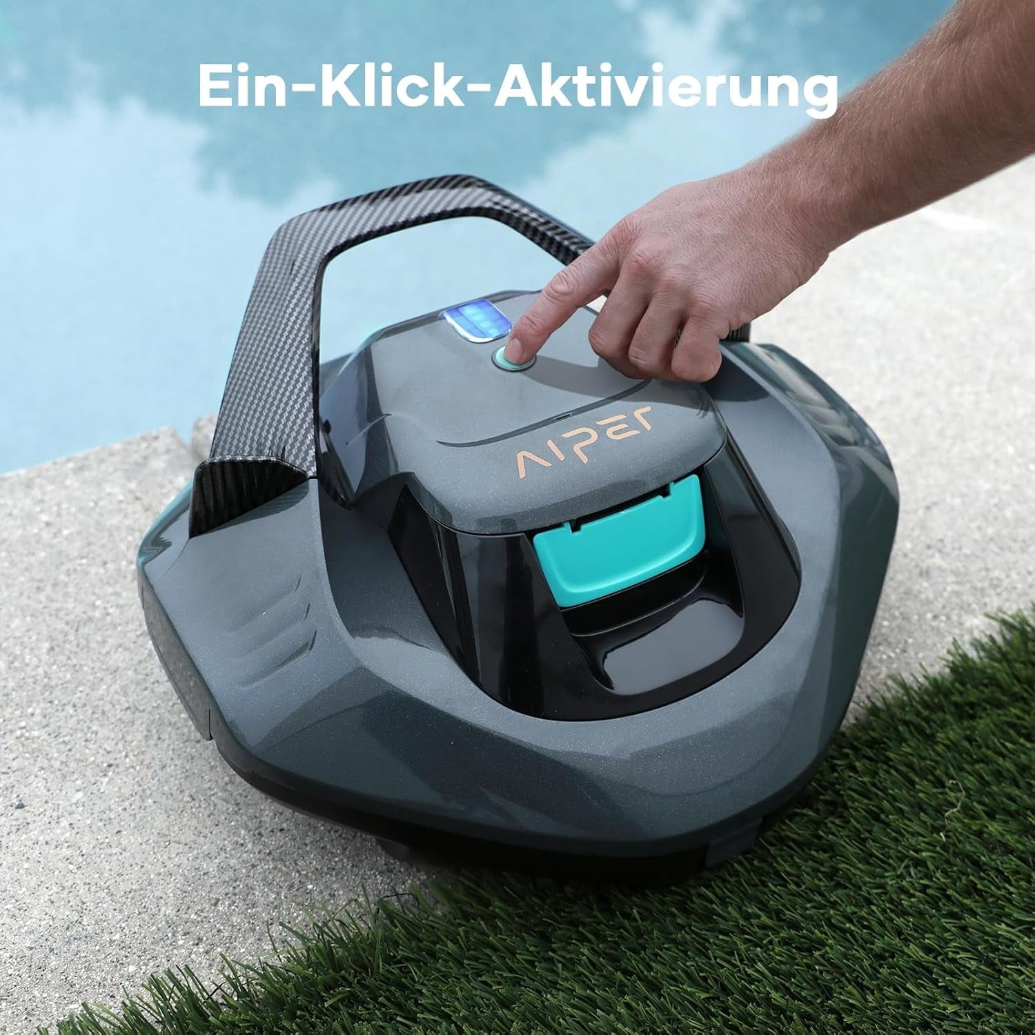 AIPER Pool Robot, Cordless Pool Cleaner with Battery, 90 Minute Runtime, Automatic Parking, Dual Drive Motors and LED Indicators, Ideal for Flat Bottom Pools up to 80m²