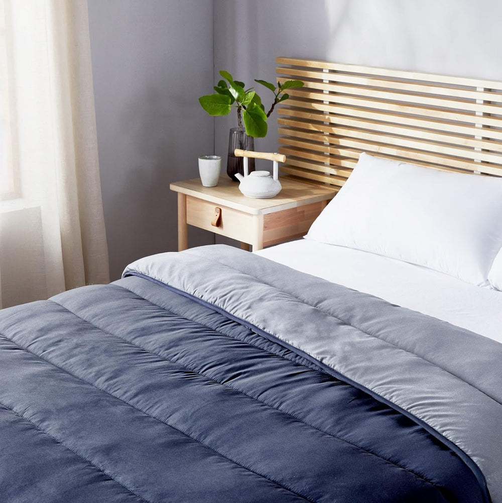 Pikolin Home - Reversible duvet 300 G - Nordic two-tone filling - For bed 90 - comfortable, warm, breathable, navy blue, 135 X 200 cm Duvets and quilts Naty Shop