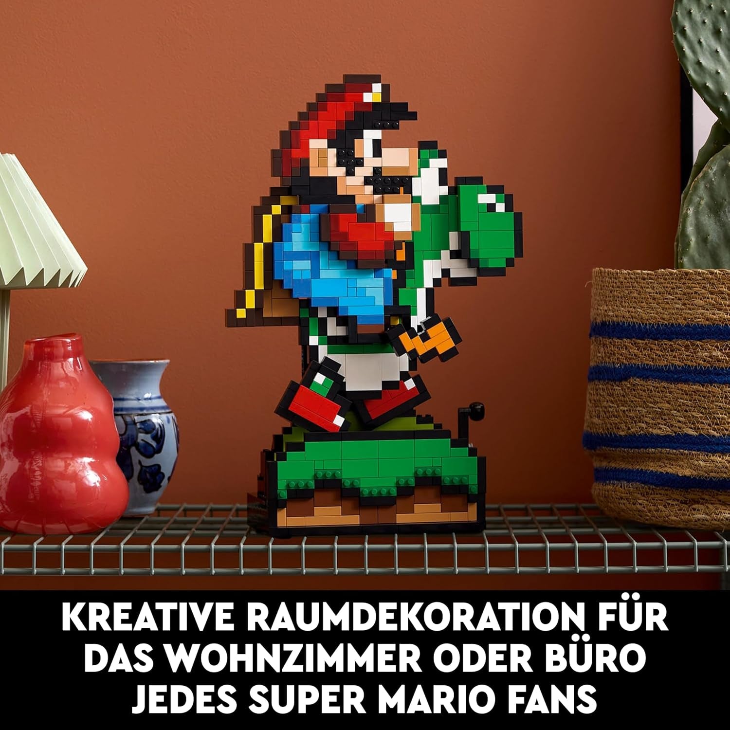 LEGO Super Mario World: Mario & Yoshi Nintendo Set zum Sammeln, pixelige Figuren, Modell zum Bauen und Exstellen, Wohn-Deko und Sammlerstück, Modellbausatz und Geschenk für Erwachsene Fans 71438