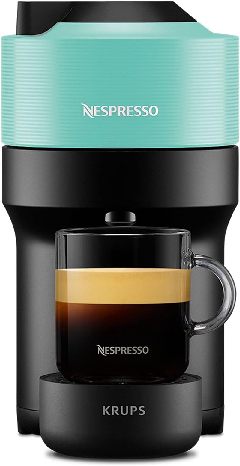 Espressor cu capsule Nespresso Krups Vertuo Pop, capacitate: 560 ml, recunoaștere automată a capsulelor, sistem one-touch, 4 dimensiuni de cești, timp de încălzire scurtat, sustenabil, Aqua Mint, XN9204