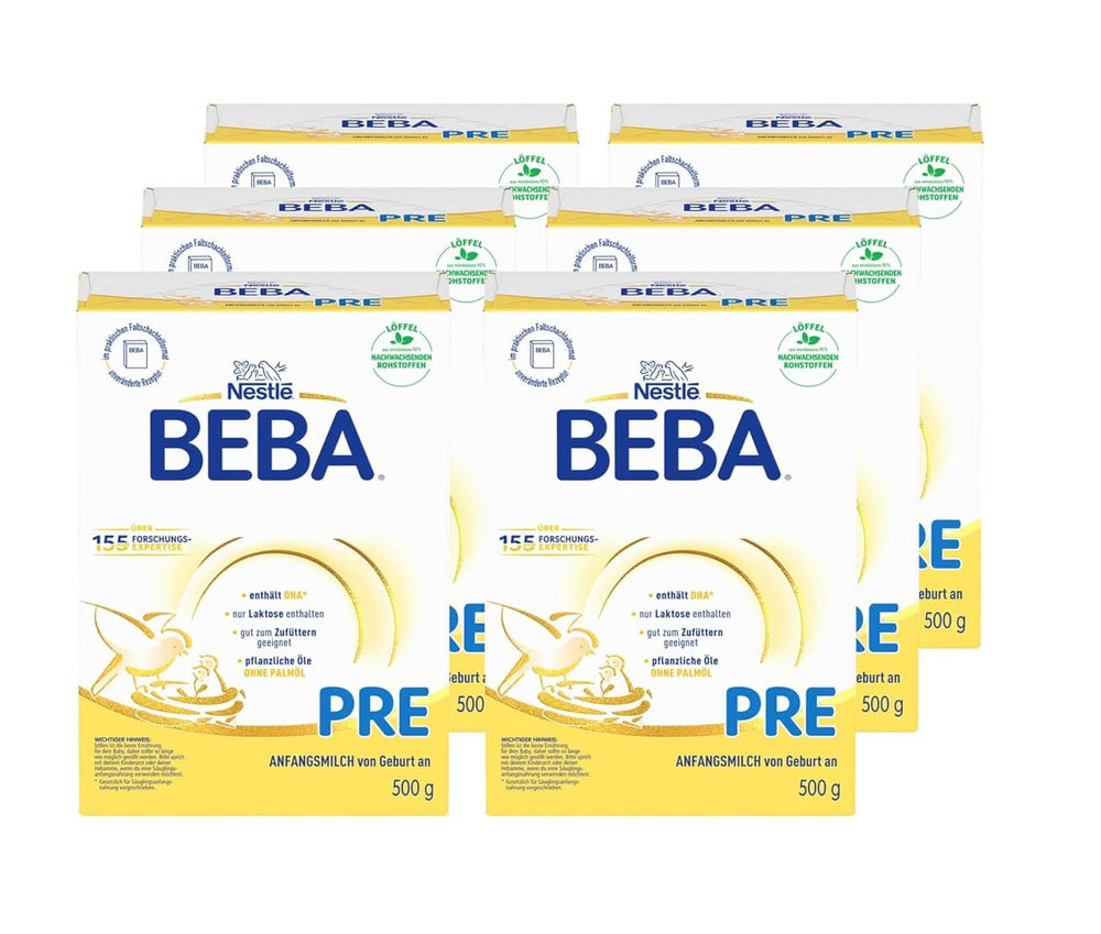 BEBA PRE Initial milk from birth, baby food with DHA, lactose only, without palm oil, pack 3 (3 x 800 g) Naty Shop PRE, set 6 x 500 grams 6 x 500 grams