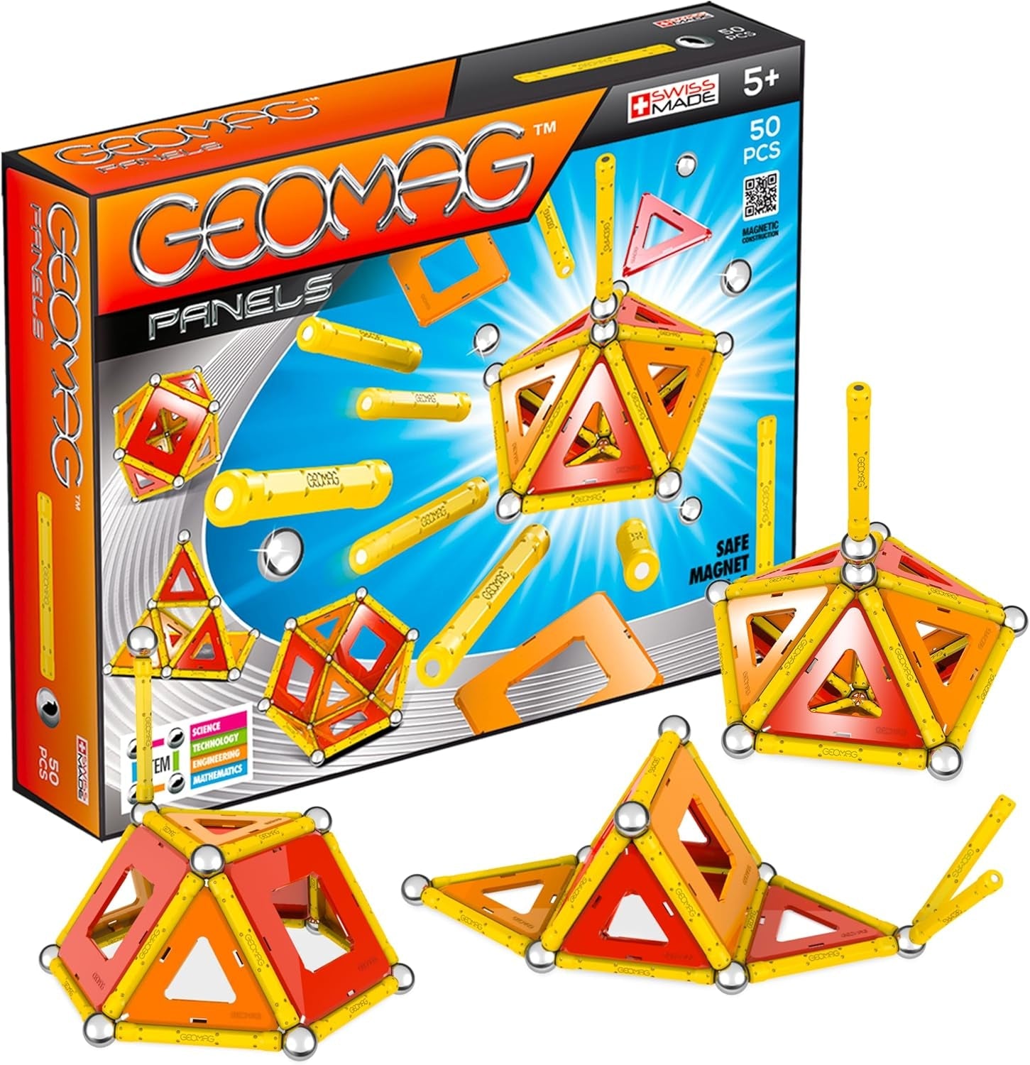 Geomag Classic Panels 192 Stück Magnetisches Spielzeug für Kinder, Geschenk für Jungen und Mädchen im Alter von 5 6 7 8 9 10 11 12 13 Jahren, magnetische Konstruktionen, Kinderspielzeu