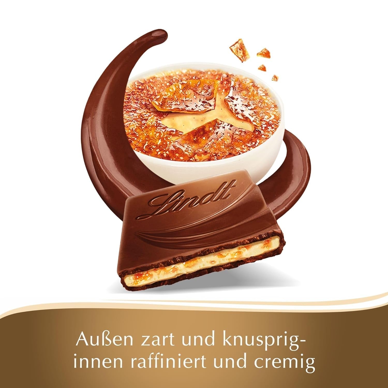 Lindt Schokolade Creation Crème Brûlée Tafel | Crème Brûlée Füllung Mit Knusprigem Karamell, Umhüllt Von Feinster Vollmilch-Schokolade | Schokoladentafel | Schokoladengeschenk, 150G Naty Shop