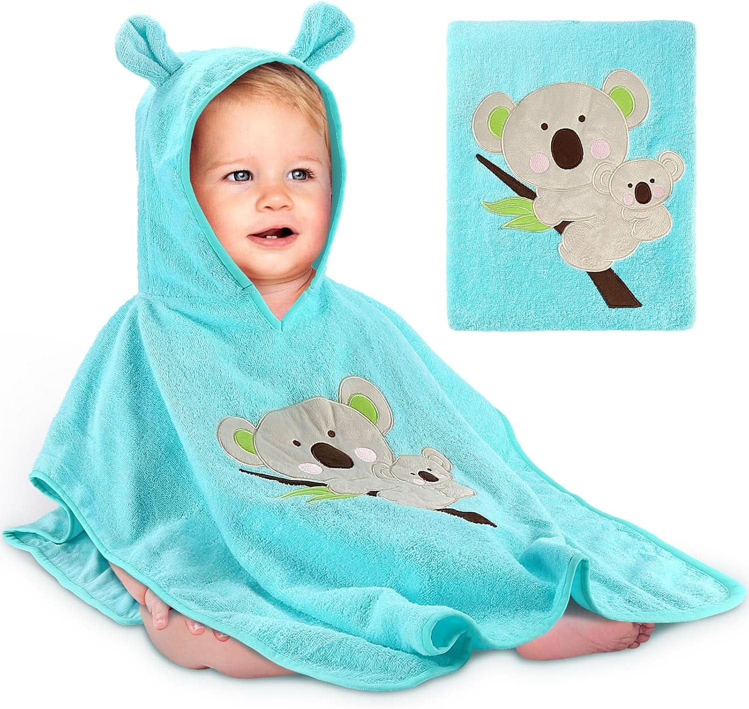 Oeko TEX children's bathing poncho, 100% cotton Mother and Child Naty Shop Koala light blue