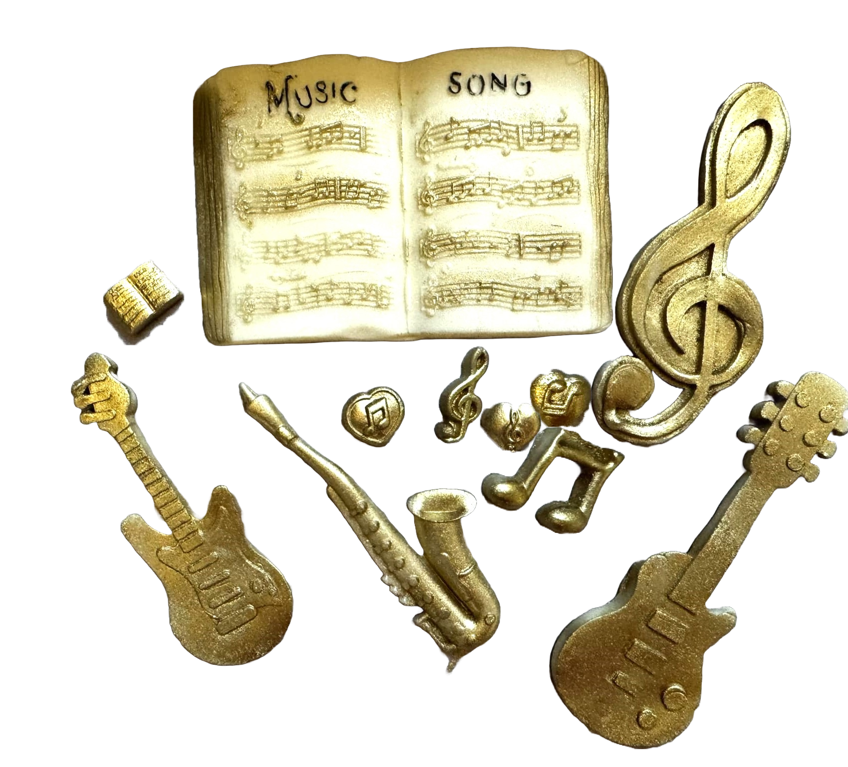 Set 10 decoratiuni comestibile din pasta de zahar, Instrumente muzicale Decoratiuni din Pasta de Zahar Nati Shop