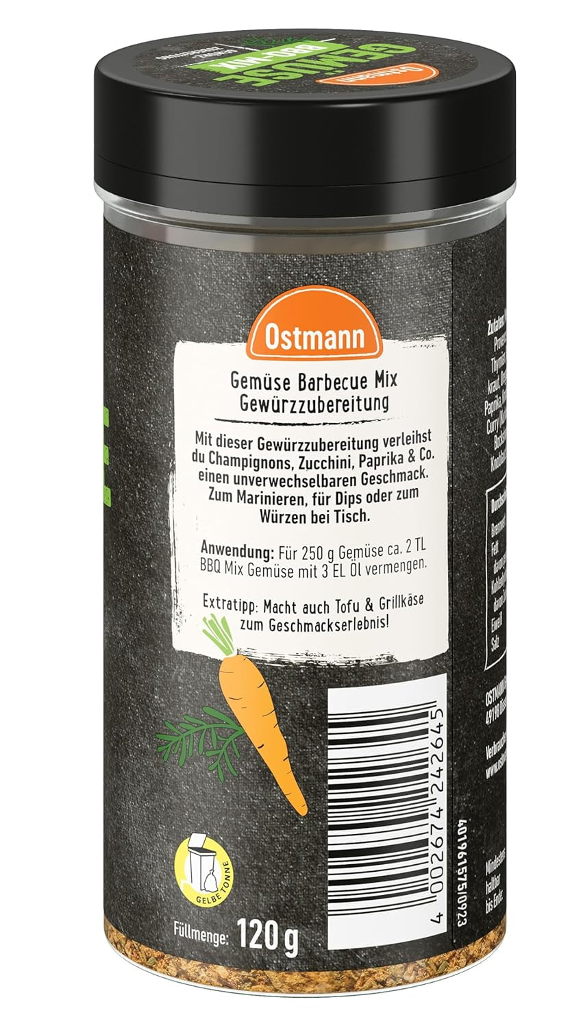 Ostmann Gewürze - Gemüse BBQ Mix | Gewürzzubereitung für Gemüse | Mediterrane Kräuternote für Grillgemüse, Tofu und Co. | 120 g in a strainer