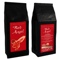 Cafea Espresso Red Angel - The Fiery One - 200g măcinată grosier - pentru cafetiere French Press - Espresso Premium puternic - Aciditate scăzută - Prăjită ușor și proaspăt