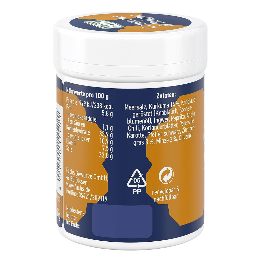 Fuchs Spices Gourmet Selection Middle East/Africa - Couscous and Bulgur Spice Mix Refillable Spice Mix for Seasoning Bulgur Dishes Vegan 55g