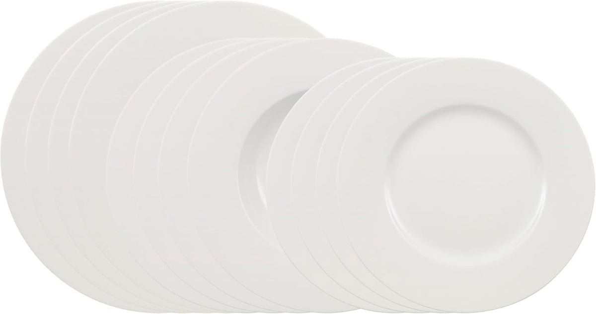 Villeroy & Boch – Wonderful World Dinner-Set 12 Teilig Weiß, Spülmaschinenfest, Mikrowellensicher, Teller, Geschirr, Porzellan, Speiseteller, Essteller, Set, Geschirrset Modern, Premium Porzellan Seturi vesela masa Naty Shop Default Title