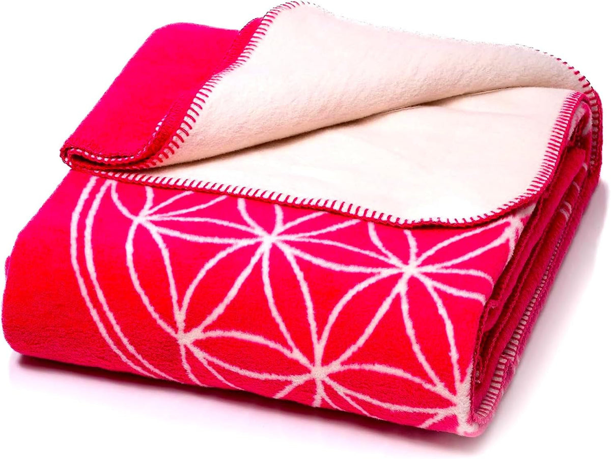 Glart comfortable blanket Flower of Life Pink-Ecru XL, 150X200 Cm, extra fluffy as a sofa blanket sofa blanket, yoga blanket life blanket blanket, plush sofa throw Beds and Blankets Glart Pink-Ecru 150X200Cm