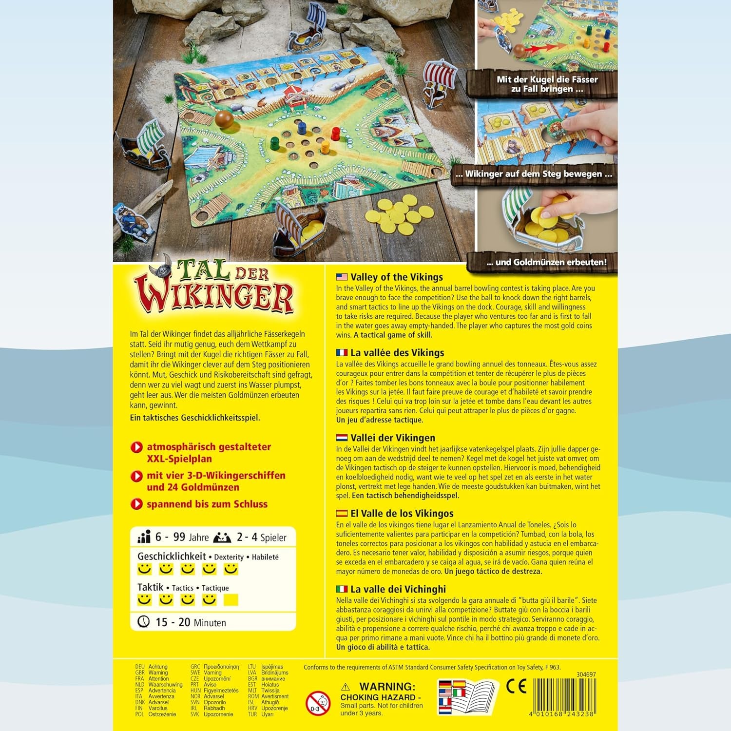 HABA Valley of the Vikings - Fast Dexterity Board Game Ages 6+ for 2-4 Players - XXL Game Board and 3D Viking Ships - Promotes Tactics and Courage - 1304697001