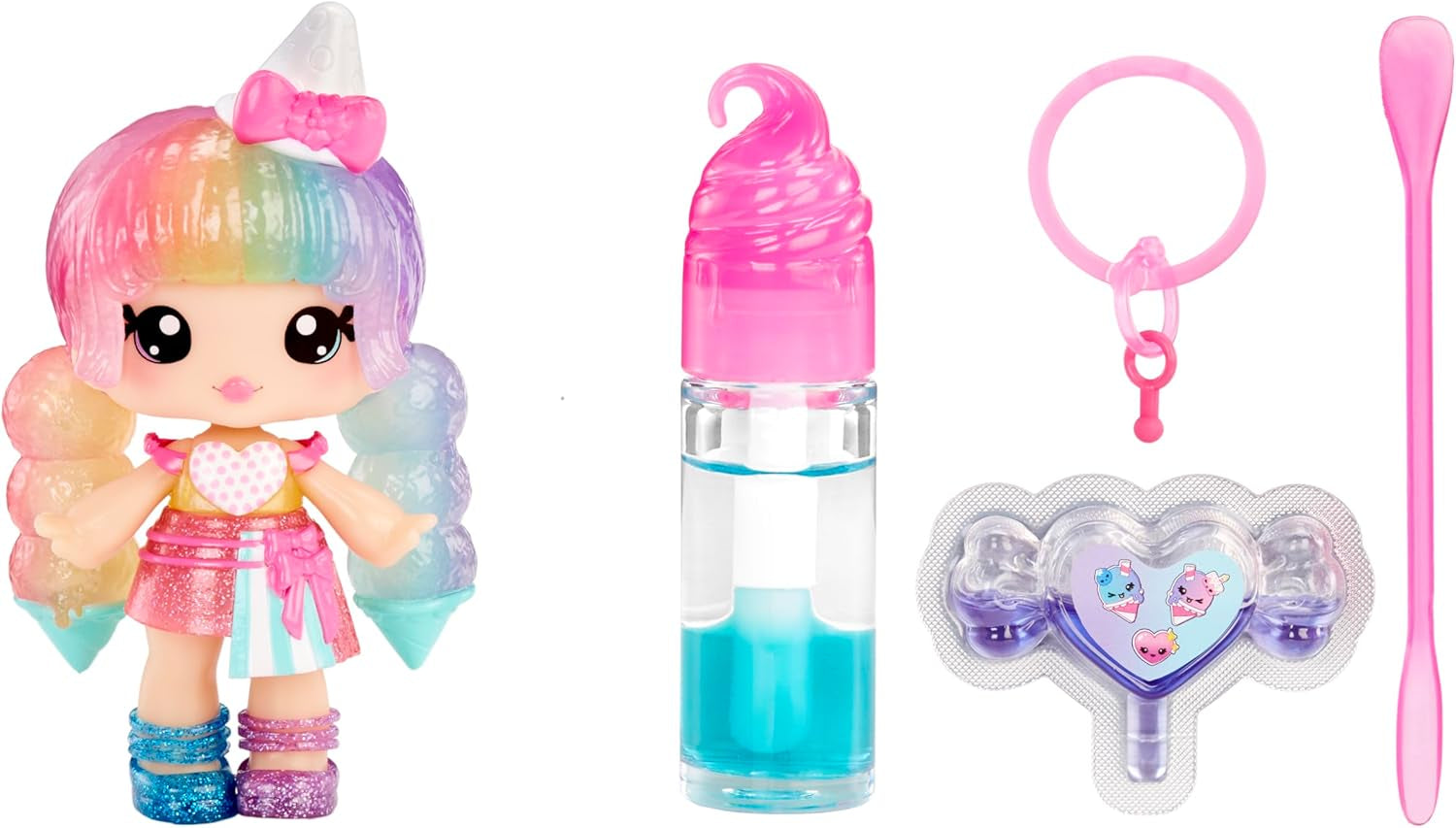 Yummiland Lip Gloss Doll - Roxie Crystal Candy - Inklusive DIY Lipgloss-Set, Geeignet für Kinder ab 4 Jahren, Rosa, Series 2