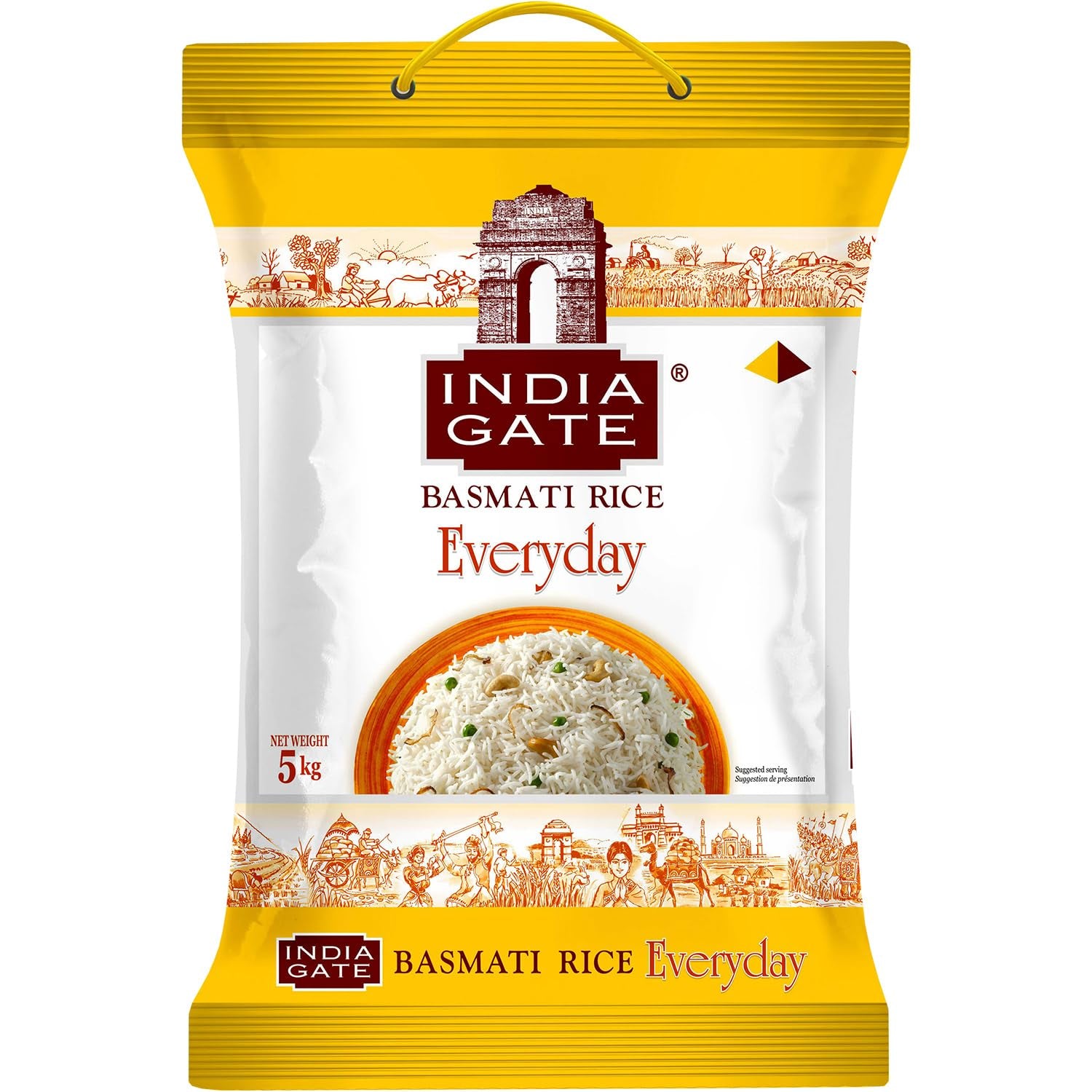INDIA GATE Premium Basmati Rice – Long grain fine, aromatic rice from India, fine long grain (1 x 5 kg)
