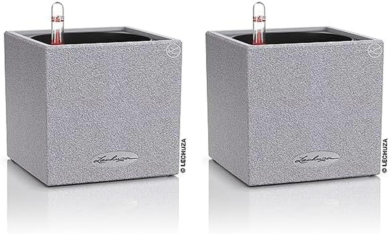 Cub de plante aromatice de înaltă calitate LECHUZA CANTO Stone 14 cu sistem de udare cu bețișor, gri piatră