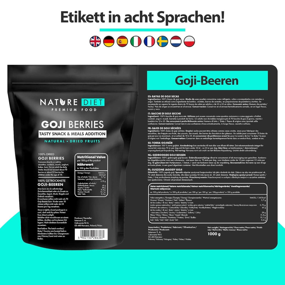 Nature Diet - Goji berries 1000 G | Dried berries Naty Shop dehydrated products