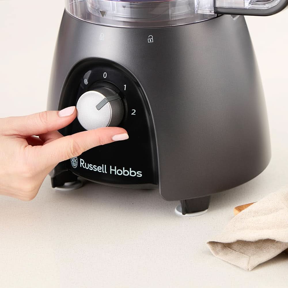 Russell Hobbs Food Processor [Blender/Vegetable Chopper/Table Blender/Chopper/Blender] Food Processor (Kneading, Mixing and Slicing), Matte Charcoal Kitchen Naty Shop
