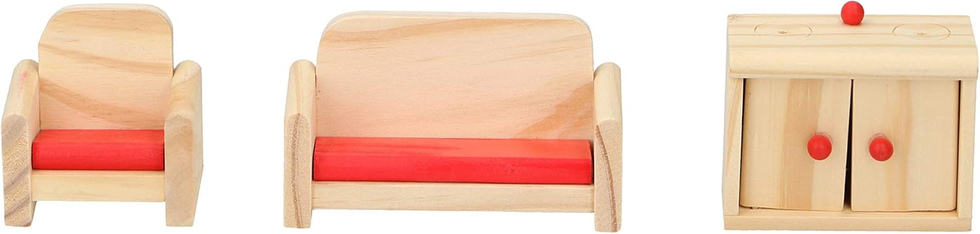 Marionette Wooden Toys - Wooden dollhouse with furniture and dolls - 11 pieces Dollhouses Naty Shop