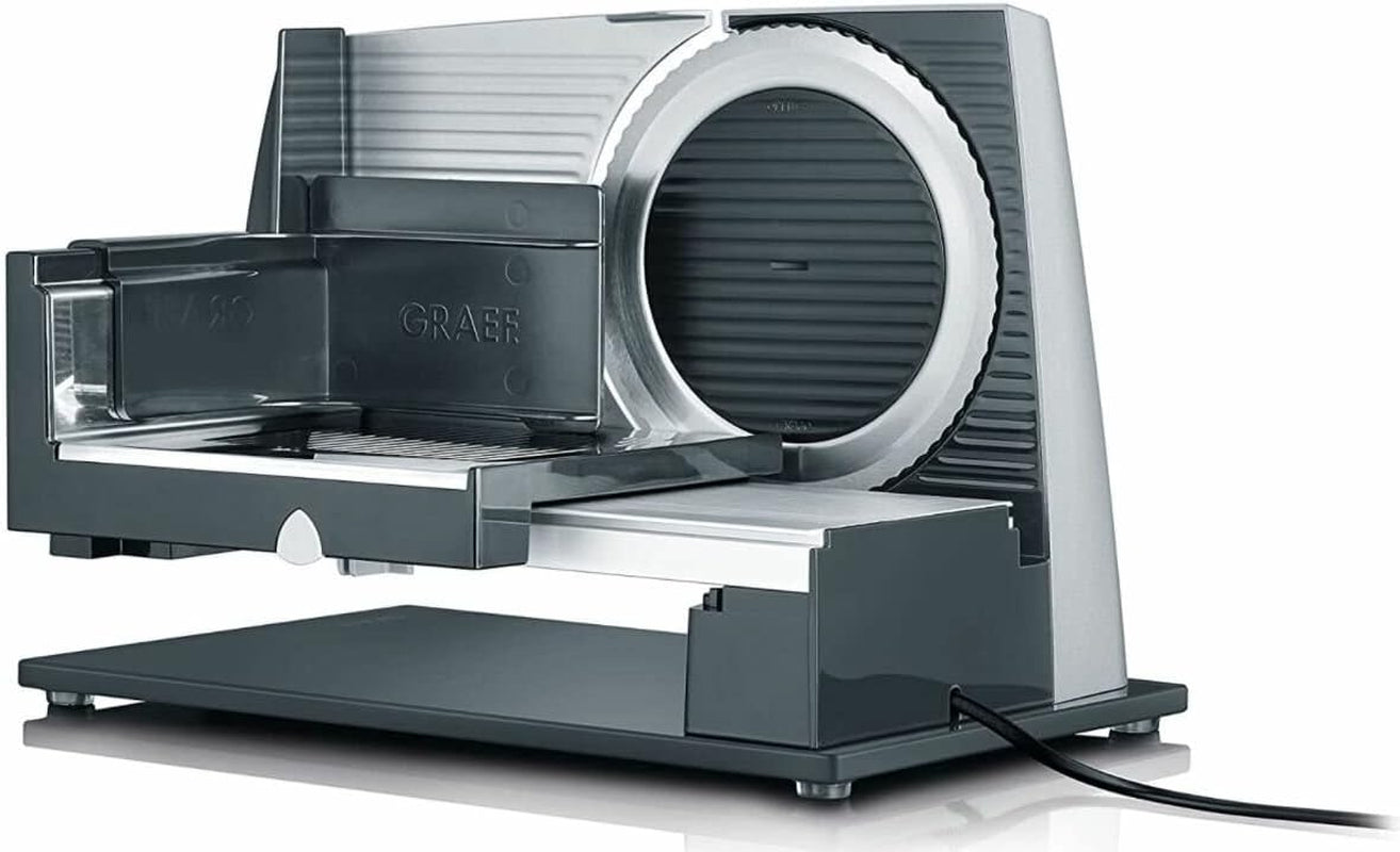 GRAEF SKS S32000, silver electric slicer with full metal housing and glass base plate Graters and Slicers Naty Shop