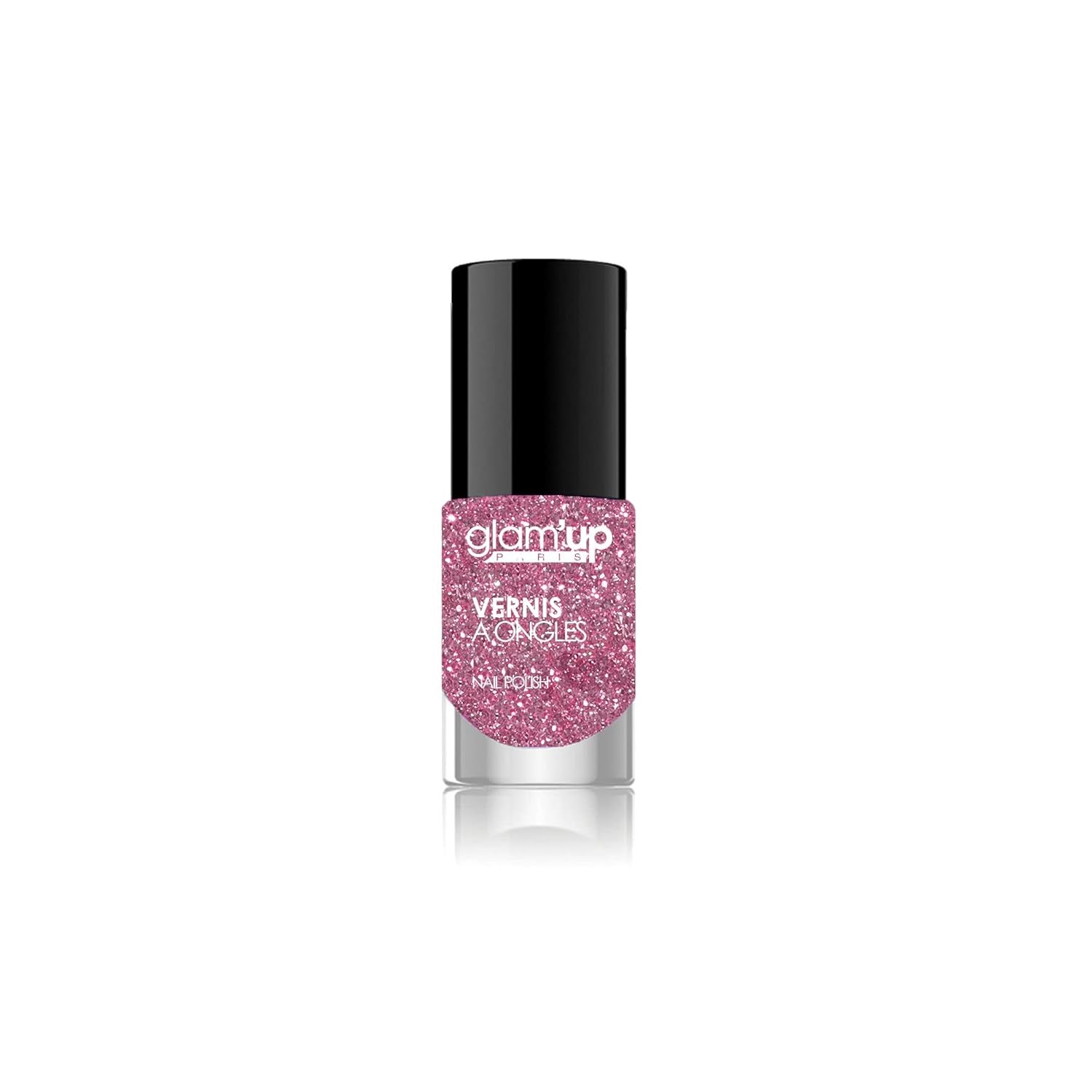Glam'Up Paris, ultra-glossy, long-lasting, fast-drying nail polish, no. 129, pink glitter