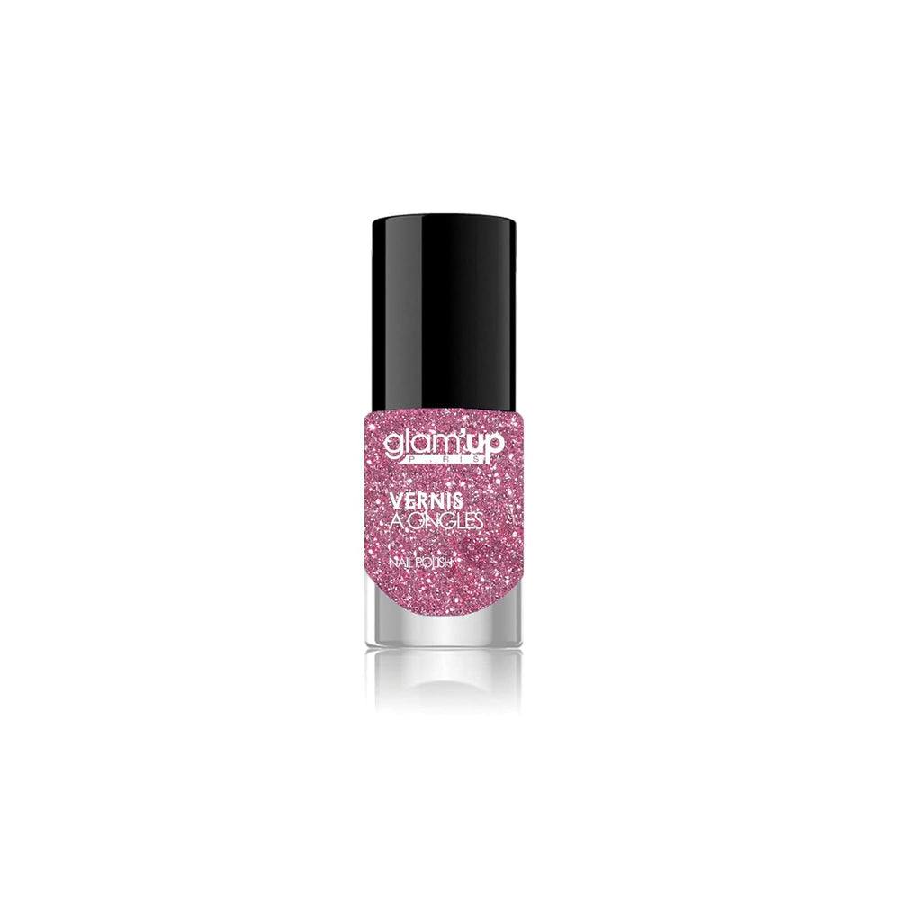 Glam'Up Paris, ultra-glossy, long-lasting, fast-drying nail polish, no. 129, pink glitter