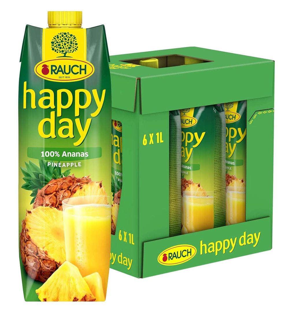 Rauch Happy Day Pineapple | Explosion of tropical flavors | Made from 100% concentrated pineapple juice | 6 x 1 liter, Tetra Prisma Alcohol-free drinks Naty Shop
