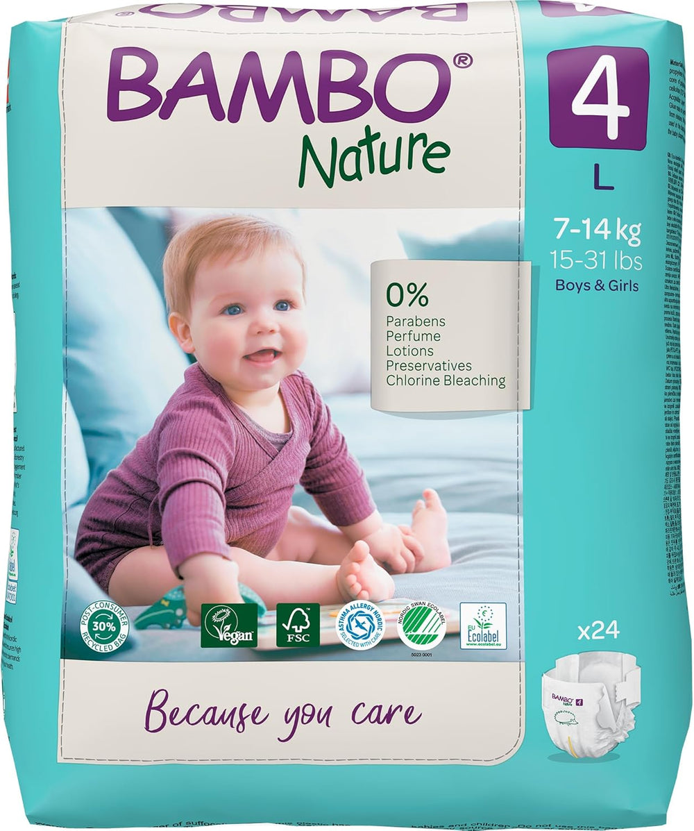 Bambo Nature baby diapers, size 4 (7-14 kg) - 48 pieces. Premium Diapers with Enhanced Leak Protection | Ultimate comfort and freedom for active kids | Dermatologically tested diapers
