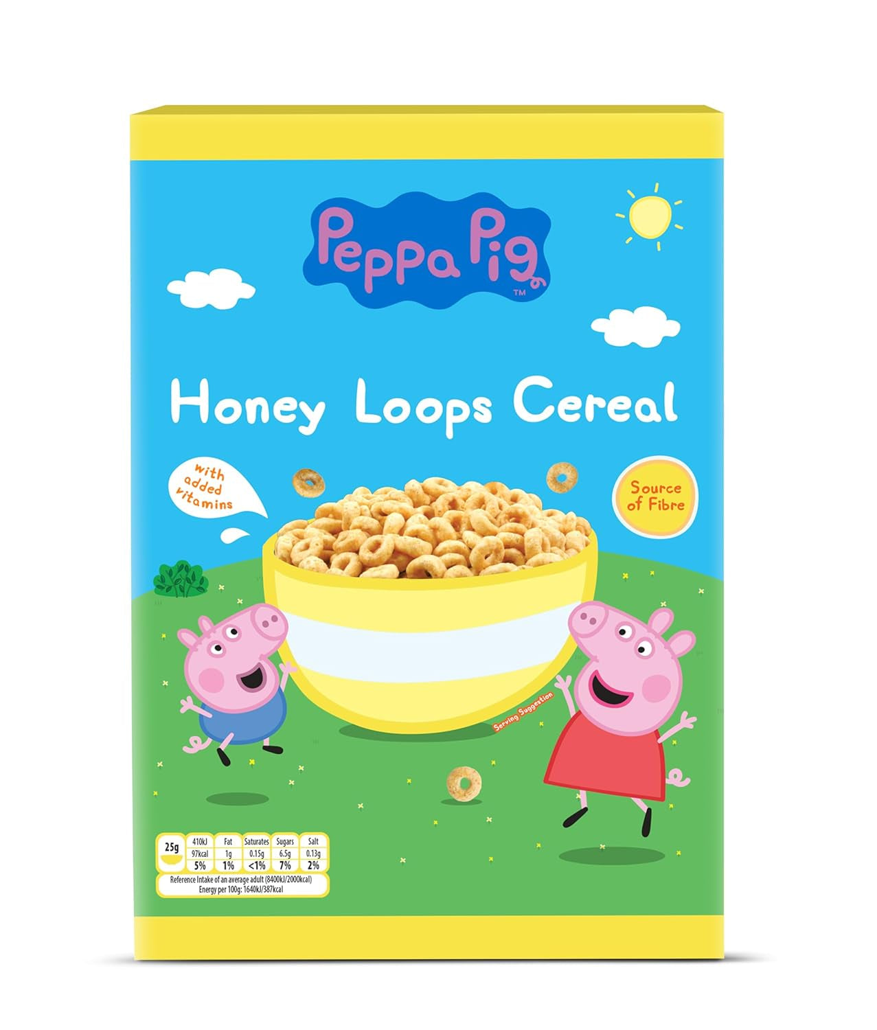 Peppa Pig Honey Loops Cereal, Knusprige Vollkorn Frühstückscerealien Mit Zugesetzten Vitaminen, 1Er Pack (1 X 375G) Cereals Naty Shop