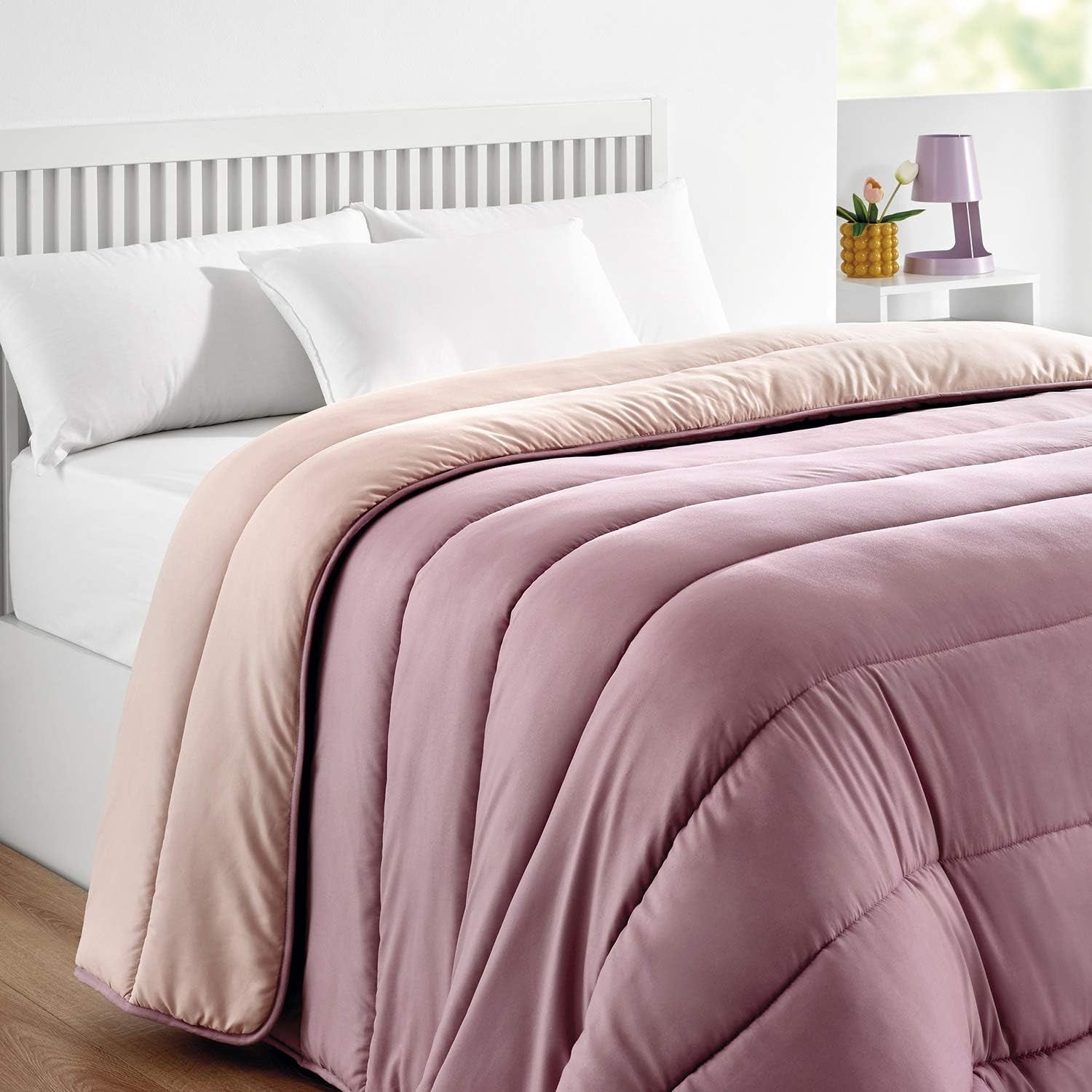 Pikolin Home - Reversible duvet 300 G - Two-tone Nordic filling - For bed 90 - Filled with feathers, warm, breathable, Light grey/natural grey, 150 X 220 Cm Duvets and quilts Naty Shop