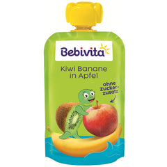 Kiwi Bananas in Apple Quetschie (6 x 120g), ohne Zuckerzusatz, glutenfrei, ideal für unterwegs und selbständiges Snacken