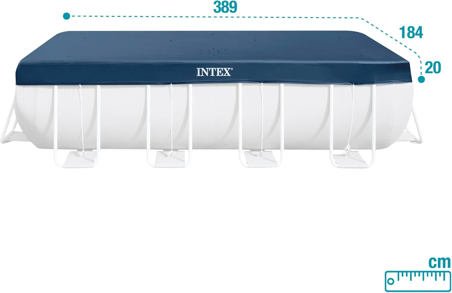 Prelată dreptunghiulară pentru piscină Intex 28037 - Prelată pentru piscină - 389 x 184 cm - Pentru piscine cu cadru dreptunghiular