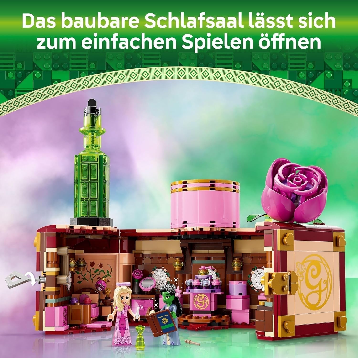 LEGO Wicked Glinda and Elphaba's Bedroom - Dollhouse with 2 mini Witches of Oz dolls, cool accessories including flowers and outfits - Creative toy for girls 8+ and fans - 75683 Building sets Besuche den LEGO-Store