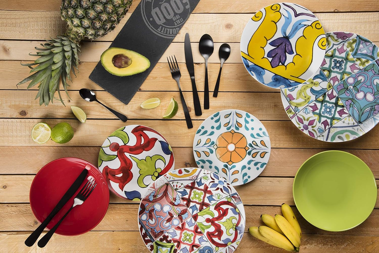 Excelsa Lisbona Tellerservice, 18-teilig, Porzellan und Keramik, mehrfarbig