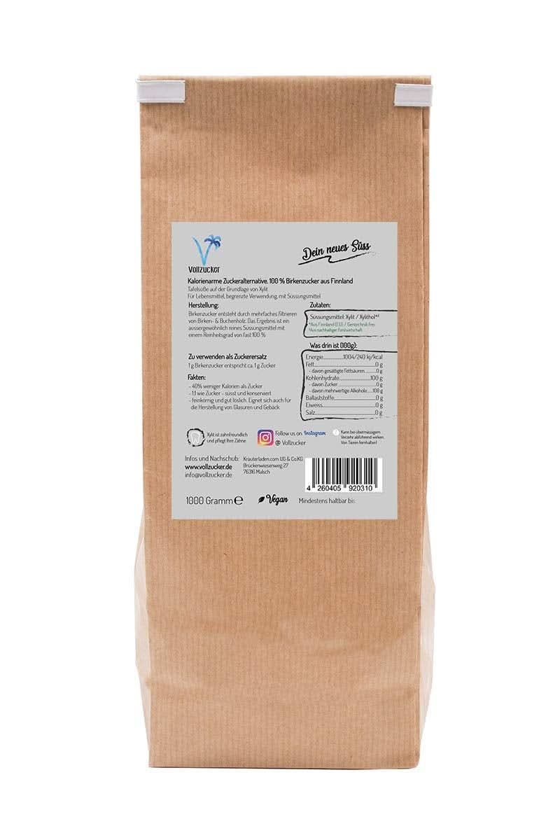 Genuine birch sugar (Xylitol) from Finland, 1 Kg Sweeteners Naty Shop