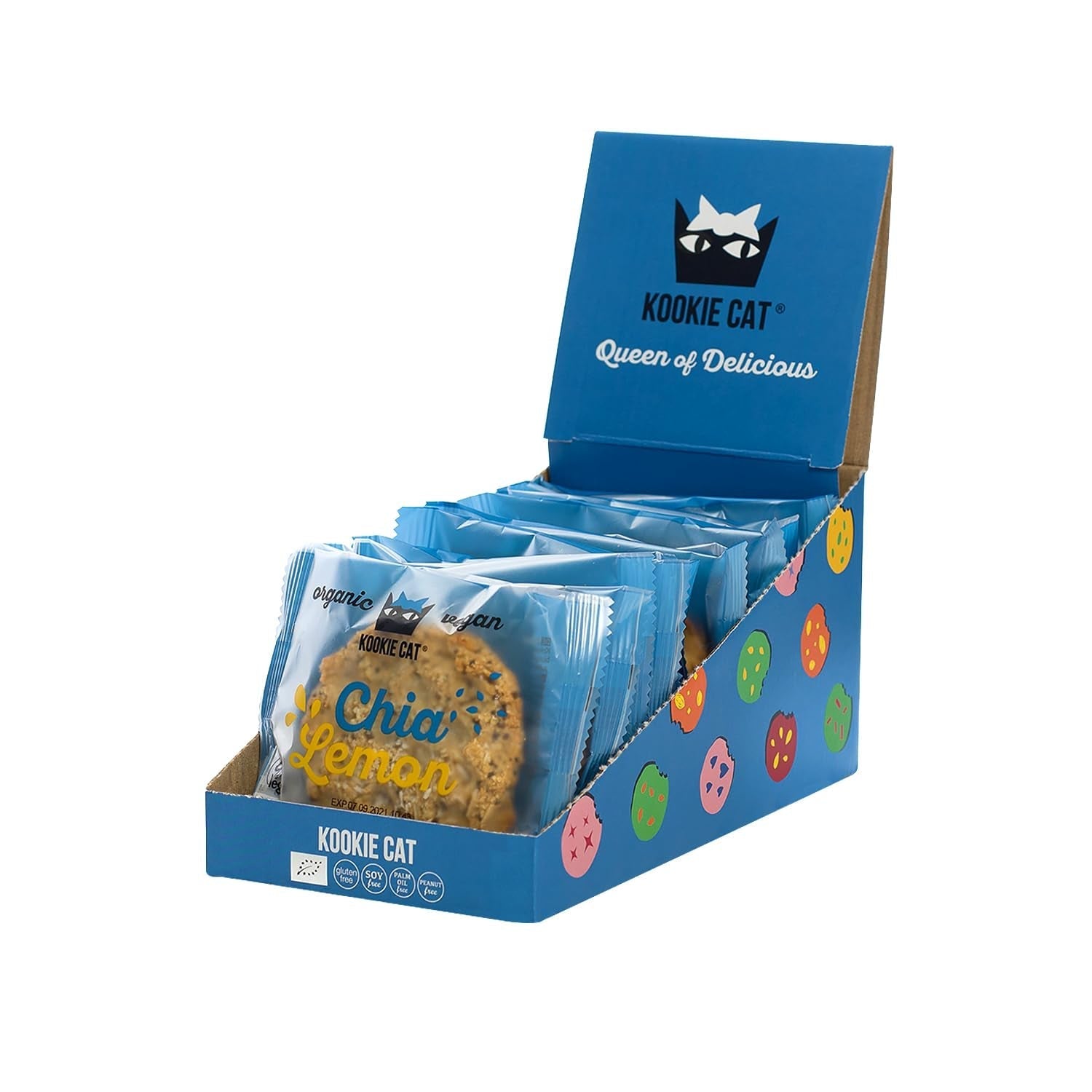 Chia și Lămâie - Fursecuri Vegane Ambalate Individual, Fără Gluten, Fără Soia, Organice, Caju și Ovăz - Pachet Multiplu de 12 x 50g